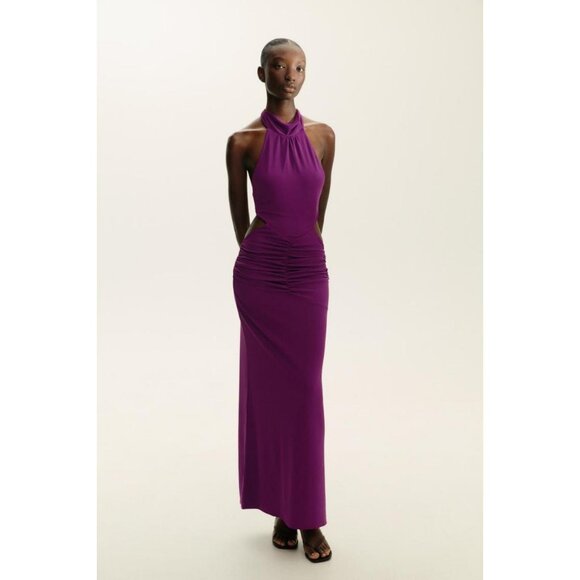 ZARA GATHERED HALTER LONG DRESS - Picture 2 of 10